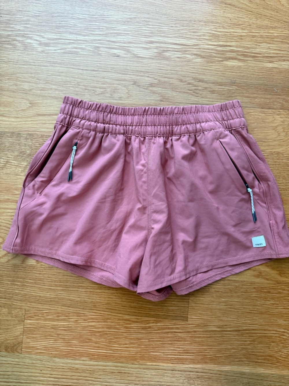 Vuori Rose Athletic Shorts with Zippered Pockets